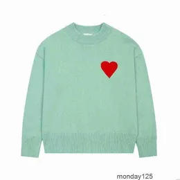 amis am i sweter amisweater dzianina Paris amishirt moda designer męska haft czerwone serce solidny kolor duży miłość okrągła szyja krótki rękaw T-shirt dla KL8O YH6G
