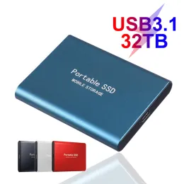 Kutular% 100 Orijinal Siyah SSD 1TB 2TB TYPEC USB 3.1 Taşınabilir SSD SATA 4TB 8TB DISCO DURO Externo Kalem Sürücüsü 16tb USB Flash Sabit Sürücü