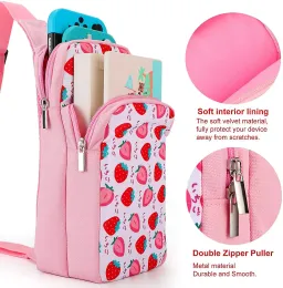 닌텐도 스위치 / 스위치 OLED / 스팀 데크 콘솔 용 핑크 딸기 스위치 여행 가방, 도크 스테이션 조이콘 액세서리 휴대용