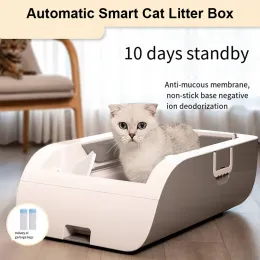 Caixas totalmente automática inteligente gato maca bacia desodorização antibacteriana super grande saco de lixo selado gato elétrico toalete 2023