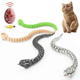 RC Remote Control Snake Toy for Cat Kitten Eggformad Controller Rattlesnake Interactive Snake Cat Teaser Spela Toy Game Pet Kid 240226