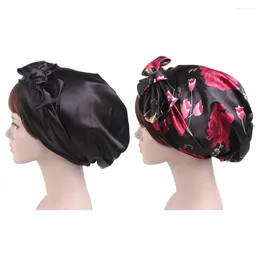 Berets 2 Pcs Women Chemotherapy Curly Hair Bonnet Sleeping Long Tail Woman Silk Head Scarf