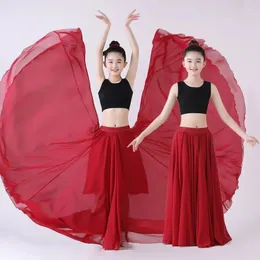 Palco desgaste 65-90cm chinês tradicional dança clássica traje mongol tibetano roupas criança meninas prática grande balanço saia