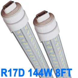 R17D LED -glödlampan 8ft, V -formad, 144 watt T8 LED -rör, rent täckning, 18000 lm Super Bright, 2 -stifts butiksljus, 6500K, T8 T10 T12 Fluorescerande ljusersättning Crestech