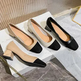 Dress Shoes 2023 Woman Mixed Color High Heels Shoes Office Dress Ladies Pumps Work Tacones Mujer Brand Chunky Heeled Mary Janes Bombas Femme T240302