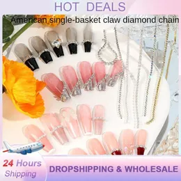 Nail Art Kits Chain Rose Gold Silver Pixie Stone Beads Decorations Metal Steel Press On Nails Charms Jewelry Accessories Manicure