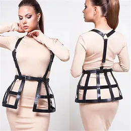 Belts CETIRI Sexy Women' Hollow Out Punk Leather Adjustable Body Chest Harness Belt Weave Skirts Lingerie Party Costume Black
