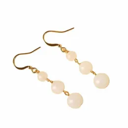 Dangle Earrings 4-8mm Natural White Jade Eardrop 18K Gold Aquaculture Accessories Thanksgiving FOOL'S DAY Hook Freshwater Holiday Gifts