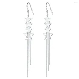 Dangle Earrings S925 Silver Earring Star Strings Tassel Bar