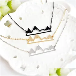 Pendant Necklaces Fashion Mountain Peaks Necklaces Geometric Landscape Character Pendant Electroplating Sier Plated Drop Delivery Jewe Dhjti
