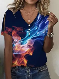 T-shirt da ragazza con stampa digitale a maniche corte con scollo a V casual da donna nuova economica e di alta qualità