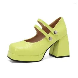 Dress Shoes Large Size Oversize Big Square Toes Thick Heel Platform Height Increasing Simple And Elegant