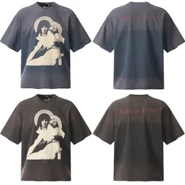 24ss USA Jesus Dead Vintage Print Tee Washed Men t shirt Spring Summer Women Oversize Street skateboard Casual cotton Tshirt 0302