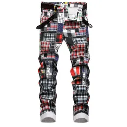 メンズジーンズプラスサイズ3Dデジタルプリントストレッチデニムパンツカラフルなズボンメンファッションジーンズ