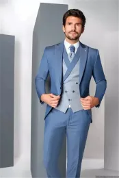 Suits 2023 New Wedding Prom Blazer Vest Pants 3 Piece Peak Lapel Costume Homme Grooms Wedding Terno Masculino 2021 Slim Fit Men Suits