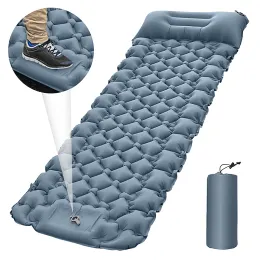 Mat Camping Inflatable Mattress Outdoor Sleeping Pad With Pillows Step On Inflatable Bed Waterproof Explosionproof Air Beach Mat