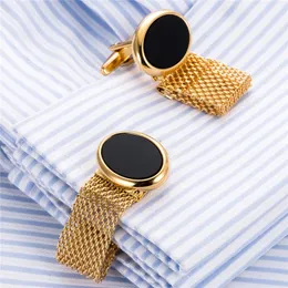 Abotoaduras de corrente de latão redondas de marca de luxo para homens botões de joias de alta qualidade abotoaduras masculinas presentes de casamento Gemelos Z563 240301