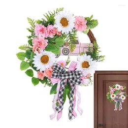 Flores decorativas grinalda de porta de natal artificial arcos de carro de inverno rosa flor guirlanda grinaldas de fazenda para