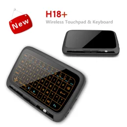 Klawiatury H18 Mini pełny ekran dotykowy 2.4 GHz Air Mouse Touchpad Podświetlenie bezprzewodowa klawiatura i gra inteligentna klawiatura QWERTY dla IPTV