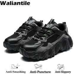 Waliantile Stylish Safety Shoes For Men Women Steel Toe Anti-smash Industrial Work Boots Puncture Proof Indestructible Sneakers 240220