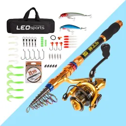 Combo 1.83.6m Sea Rod Carbon Telescopic Rotating Fish Rod Fish Wheel Long Cast Sea Fishing Throw Rod Bait Line Full Set