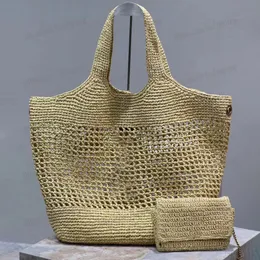 ICare in Raffia Maxi torba na zakupy 9a torba projektantka torba Raffia słomka torba plażowa Kobiet Mesh puste tkaninowe torba wakacyjna torba na zakupy duża pojemność torba zakupowa