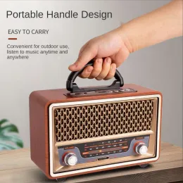 Speakers High Quality Wooden Retro Portable Radio Music Player AM/FM/SW Multifunction Bluetooth Speaker Subwoofer Card Audio Caixadesom