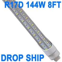 Lâmpada de lâmpada R17D de 8 pés, substituição de LED em forma de V de 270 graus para luminárias fluorescentes, T8 6000K branco frio, 85V-265V, extremidade dupla para gabinete de garagem de armazém crestech