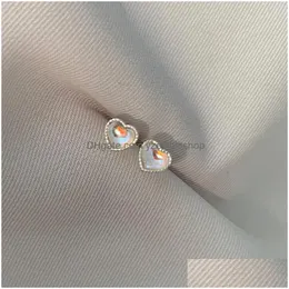 Stud Earrings Arrival Heart Colorf Crystal Genuine 925 Sterling Sier For Women Girls Fine Jewelry Accessories Yea596 Drop Delivery Dht4E