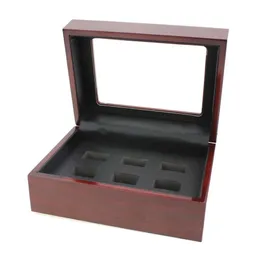 Najwyższa klasa 1 4 5 6 otworów Nowe pierścień mistrzostw Poleży w opakowaniu biżuterii Wyświetlacz czerwony drewniany pudełko biżuterii do Ring Display252k
