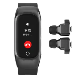 Wristbands 2 In 1 T91 TWS Wireless Bluetooth Headset Smart Watch Men Smartwatch Wristband Heart Rate and Blood Pressure Call Weather Earbud