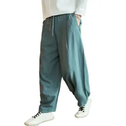 Pants New 2024 Autunm men's plus size M 5XL 6XL 7XL cotton linen pants,Fashion streetwear wide leg Harem Hip Hop Trousers large size