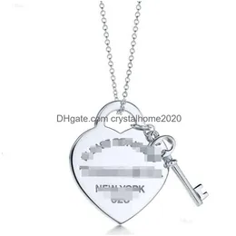 Anydesigner Schmuck Halskette T Family Classic Love Brand Key Herzförmiger Anhänger S925 Silber High Edition Minimalistisches Design O-Bone Dro Dhzf5