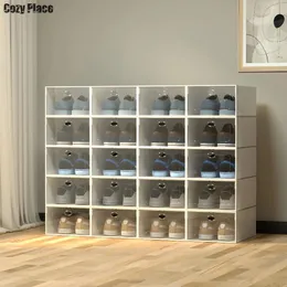 20 pçs sapato rack sapatos sistema organizador de armazenamento transparente armário de sapato móveis empilhável caixa de exibição caixa de armazenamento 240229