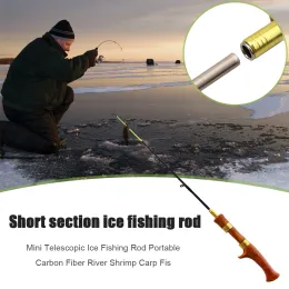 Ruten Eis Angelrute Angelrute Winter Fisch Tackle Outdoor Holzgriff Fluss Garnelen Karpfen Tragbare Einfache Angeln Tragen