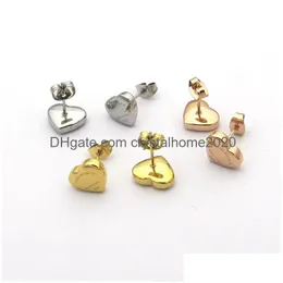 2023 Brand Luxury T Round Stud Earrings Heart Shaped Charming Womens Titanium Steel 18K Gold Plated Designer Drop Delivery Dhimq