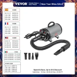 Secadores vevor 2000w/2,7hp Dog Secador de sopro controle de velocidade de velocidade ajustável com 4 bocais e mangueira extensível para cabelos para animais de estimação