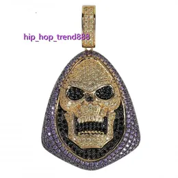 Pendant Iced Out Skeletor 925 Silverhalsband med tenniskedjan Hip Hop Gold Silver Color Mens/Women Charm Chain Smyckeshalsband