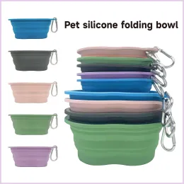 Karmienie małego składanego silikonowego miski dla psów Pet Portable Water Bowl Outdoor Pets Miska do podróżowania kempingu zamieszany w pojedynczej misce