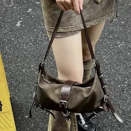 Vintage Korean All Maç Sokak Giyim Çanta Moda Grunge Günlük Omuz Çantaları Y2K Estetik Ins Basit Crossbody Modeli 240124