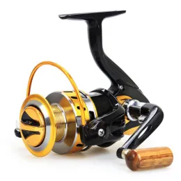 Bobinas Yumoshi Pro 5.5:1 Relação de Engrenagem 12 Rolamentos de Esferas Pesca Spinning Reel Preto Tom Dourado Modelo YB