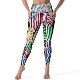 Damen-Leggings, buntes Zebra, Yogahose, sexy Textur, Wildtier, individuelle Push-Up-Gym-Leggins, Damen, elegante, schnell trocknende Sportstrumpfhose