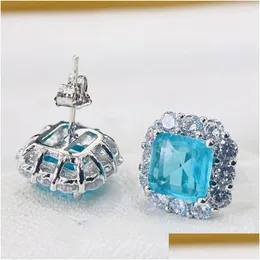 Ohrstecker Diwenfu Böhmen 925 Silber Sterling Blauer Topas für Frauen Cnorigin Aretes De Mujer Schmuck Orecchini Drop Lieferung Dhiaj