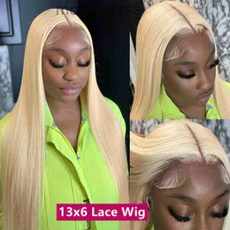 شقراء 613 HD Lace Brontal Brable Hair Hair for Women Strain Lace Pront Wig 30 Int Glueless جاهزة للارتداء e6ty