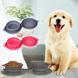 먹이 여행 개 식당 세트 접을 수있는 개 그릇 물, 휴대용 여행용 애완 동물 사료 먹이 고양이 그릇, 접이식 확장 가능한 컵 접시