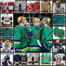 College Hockey trägt 2 Nate Clurman Hockey Jersey 5 Matt Hellickson 13 Colin Theisen 15 Michael Graham Alex Steeves 17 Pierce Crawford Wisconsin ICE Jersey ND