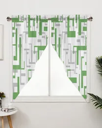 Curtain Art Geometry Green Grey Triangular For Cafe Kitchen Short Door Living Room Window Curtains Drapes