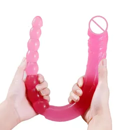 Doppelkopf-realistischer Dildo, langes Analspiel für Frauen, Männer, Paar-Enddildo, flexibles Sexspielzeug für Erwachsene für Lesben 240226