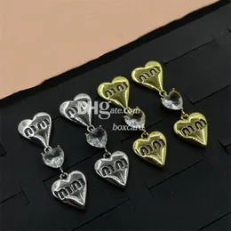 Lovely Heart Shape Earrings Pendant Dangles For Girls Vintage Letter Plated Earrings Eardrops With Box