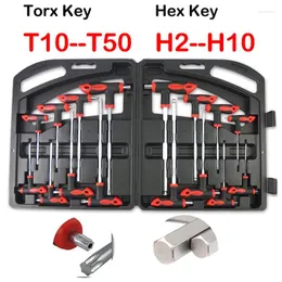 PCS TハンドルTORXキーT10-T50 HEX H2-H10ボールエンドレンチセットスタースパナスパナ修理ハンドツールクロムバナジウムツール